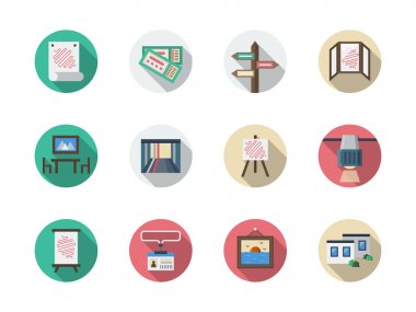 Sanat Galerisi öğeleri düz yuvarlak vector Icons set