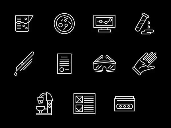 Forensic expertise white line vector icons set — Stock Vector