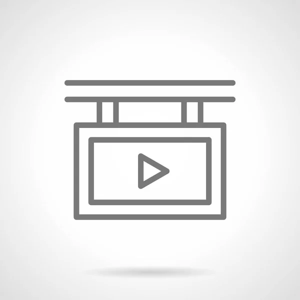 Video anuncio pantalla simple línea vector icono — Vector de stock