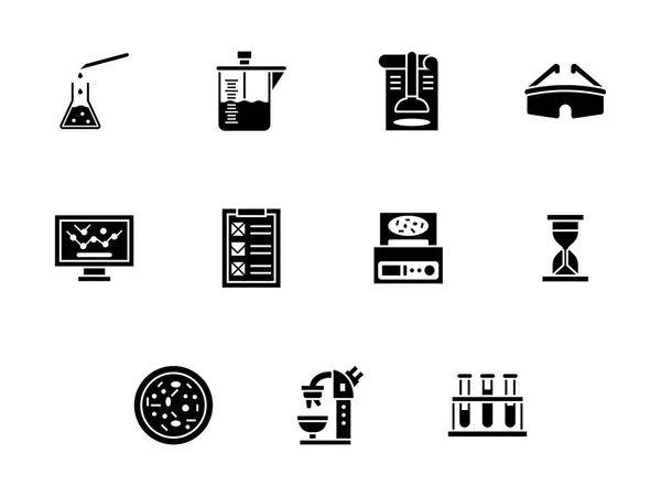 Laboratorio forense estilo glifo vector iconos conjunto — Vector de stock