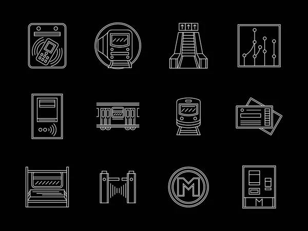 Conjunto de iconos de vectores de línea plana de metro urbano — Archivo Imágenes Vectoriales