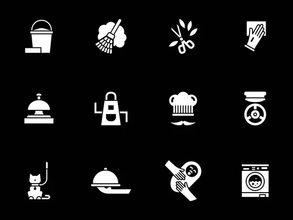 Domestic services white glyph vector icons set — Stock Vector