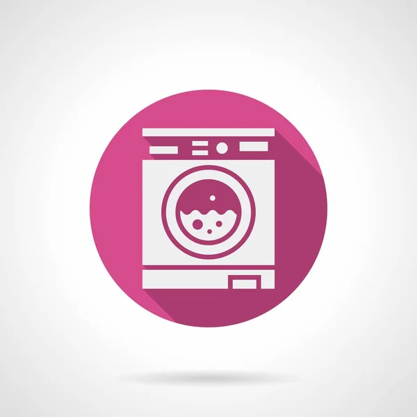 Automatic washing machine pink round vector icon — Stock Vector