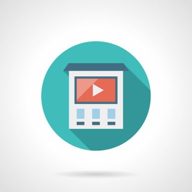 Düz duvar inşa videoları vektör simge yuvarlak