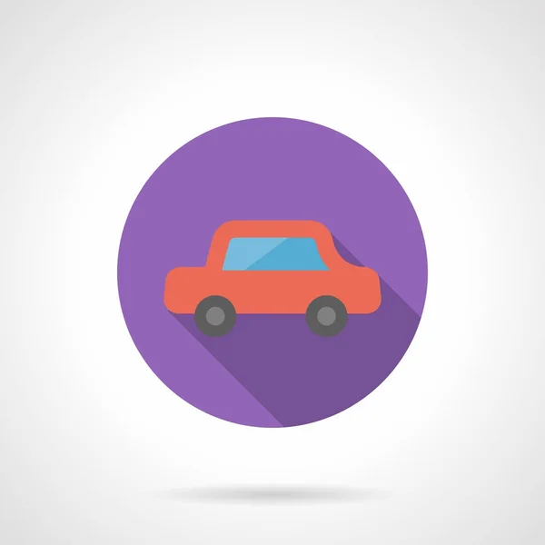 Red automobile flat round vector icon — Stock Vector