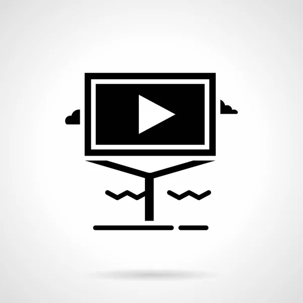 Video informativo publicidad icono de vector glifo — Archivo Imágenes Vectoriales