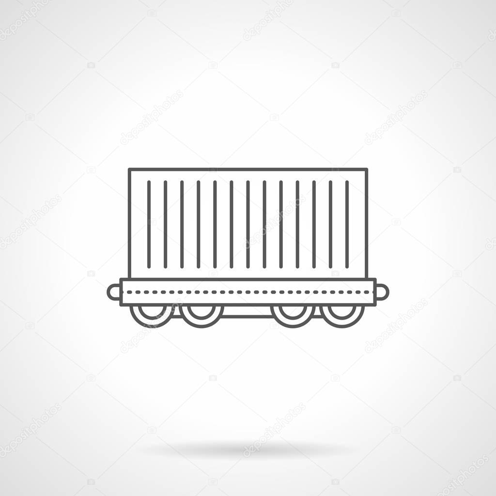 Cargo wagon flat line vector icon