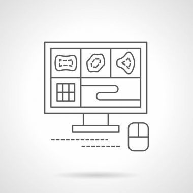 MRI tarama monitör düz çizgi vektör simgesi