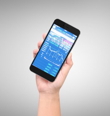 Akıllı telefon elinde.