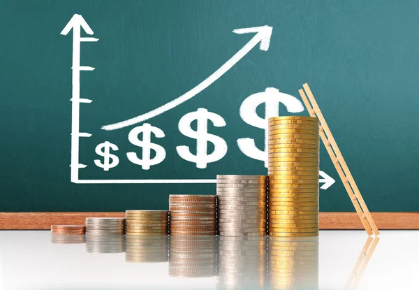 Monedas gráfico mercado de valores —  Fotos de Stock