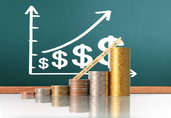Monedas gráfico mercado de valores — Foto de Stock