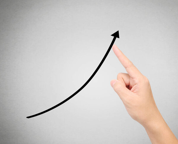 financial symbols coming from hand