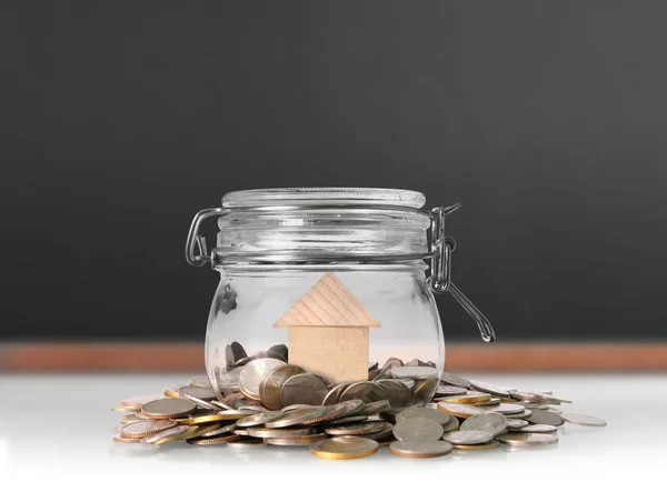 Silver coins in  piggy bank Glass