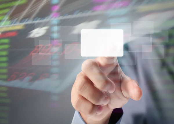 Hand pressing modern social buttons — Stock Photo, Image