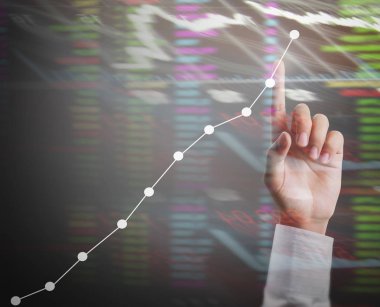 işadamı ile elden gelen finansal simgeler