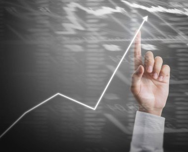 işadamı ile elden gelen finansal simgeler