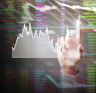 işadamı ile elden gelen finansal simgeler