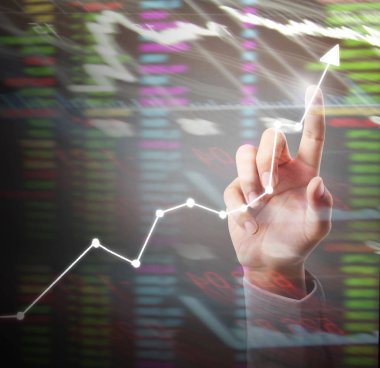 işadamı ile elden gelen finansal simgeler