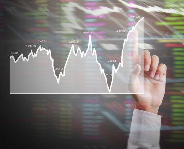 işadamı ile elden gelen finansal simgeler