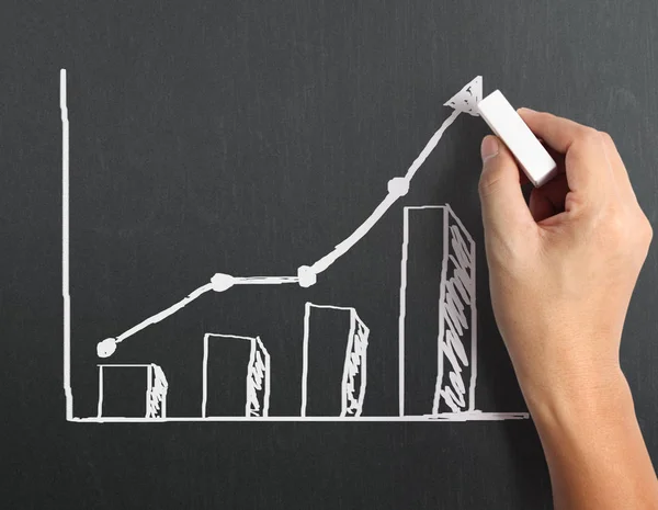 Gráfico de resultados de dibujo con tiza en pizarra —  Fotos de Stock