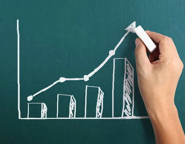 Gráfico de resultados de dibujo con tiza en pizarra — Foto de Stock