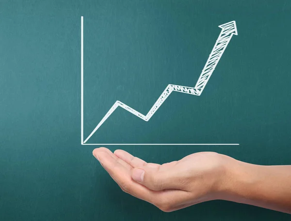 Drawing results graph with chalk on blackboard — Stock Photo, Image