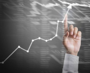 işadamı ile elden gelen finansal simgeler
