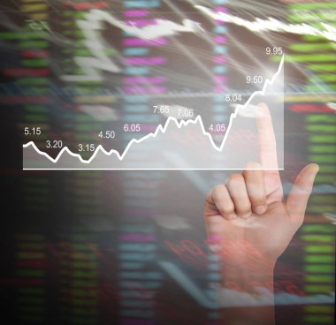 işadamı ile elden gelen finansal simgeler