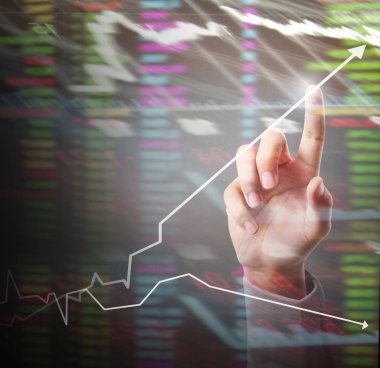 işadamı ile elden gelen finansal simgeler