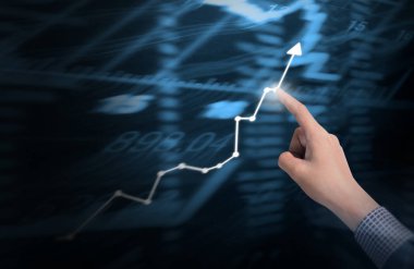 işadamı ile elden gelen finansal simgeler