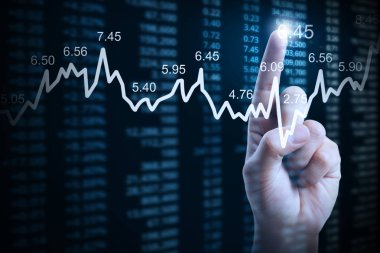 elden gelen mali grafik sembolleri ile işadamı 