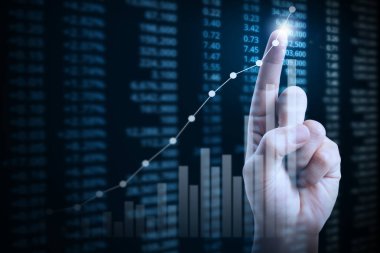 elden gelen mali grafik sembolleri ile işadamı 