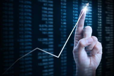elden gelen mali grafik sembolleri ile işadamı 
