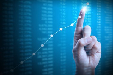 elden gelen mali grafik sembolleri ile işadamı 