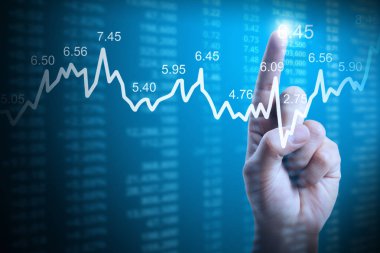 elden gelen mali grafik sembolleri ile işadamı 
