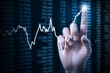 elden gelen mali grafik sembolleri ile işadamı 