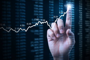 elden gelen mali grafik sembolleri ile işadamı 