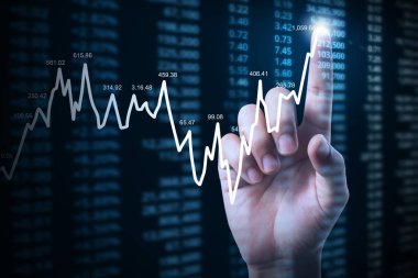 elden gelen mali grafik sembolleri ile işadamı 