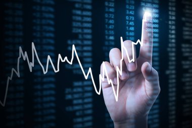 elden gelen mali grafik sembolleri ile işadamı 