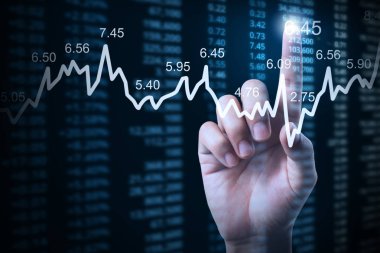 elden gelen mali grafik sembolleri ile işadamı 