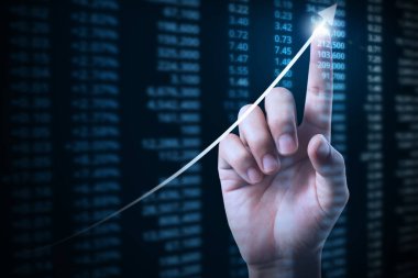 elden gelen mali grafik sembolleri ile işadamı 