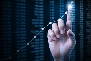 elden gelen mali grafik sembolleri ile işadamı 