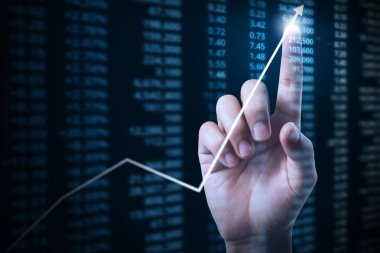 elden gelen mali grafik sembolleri ile işadamı 