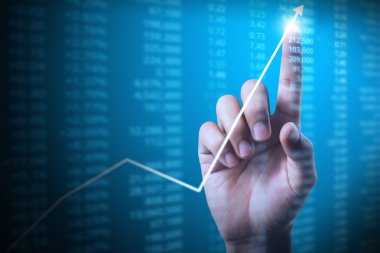elden gelen mali grafik sembolleri ile işadamı 