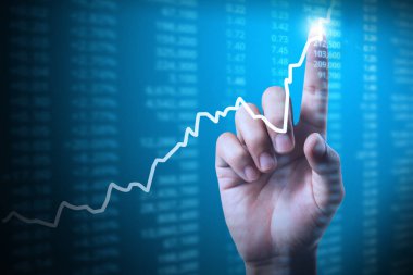elden gelen mali grafik sembolleri ile işadamı 
