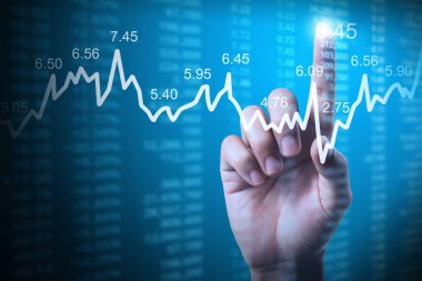 elden gelen mali grafik sembolleri ile işadamı 