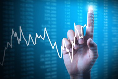 elden gelen mali grafik sembolleri ile işadamı 