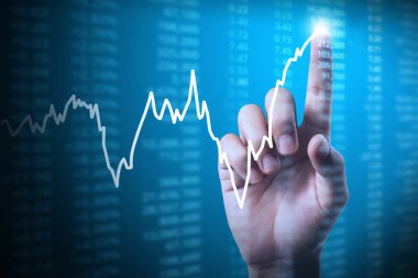 elden gelen mali grafik sembolleri ile işadamı 