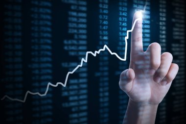elden gelen mali grafik sembolleri ile işadamı 