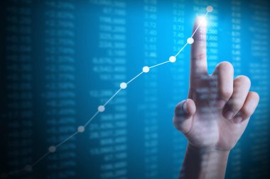 elden gelen mali grafik sembolleri ile işadamı 